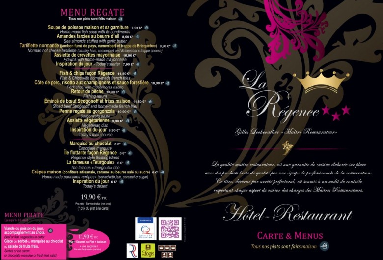 Restaurant à Cherbourg - Les Menus de La Régence